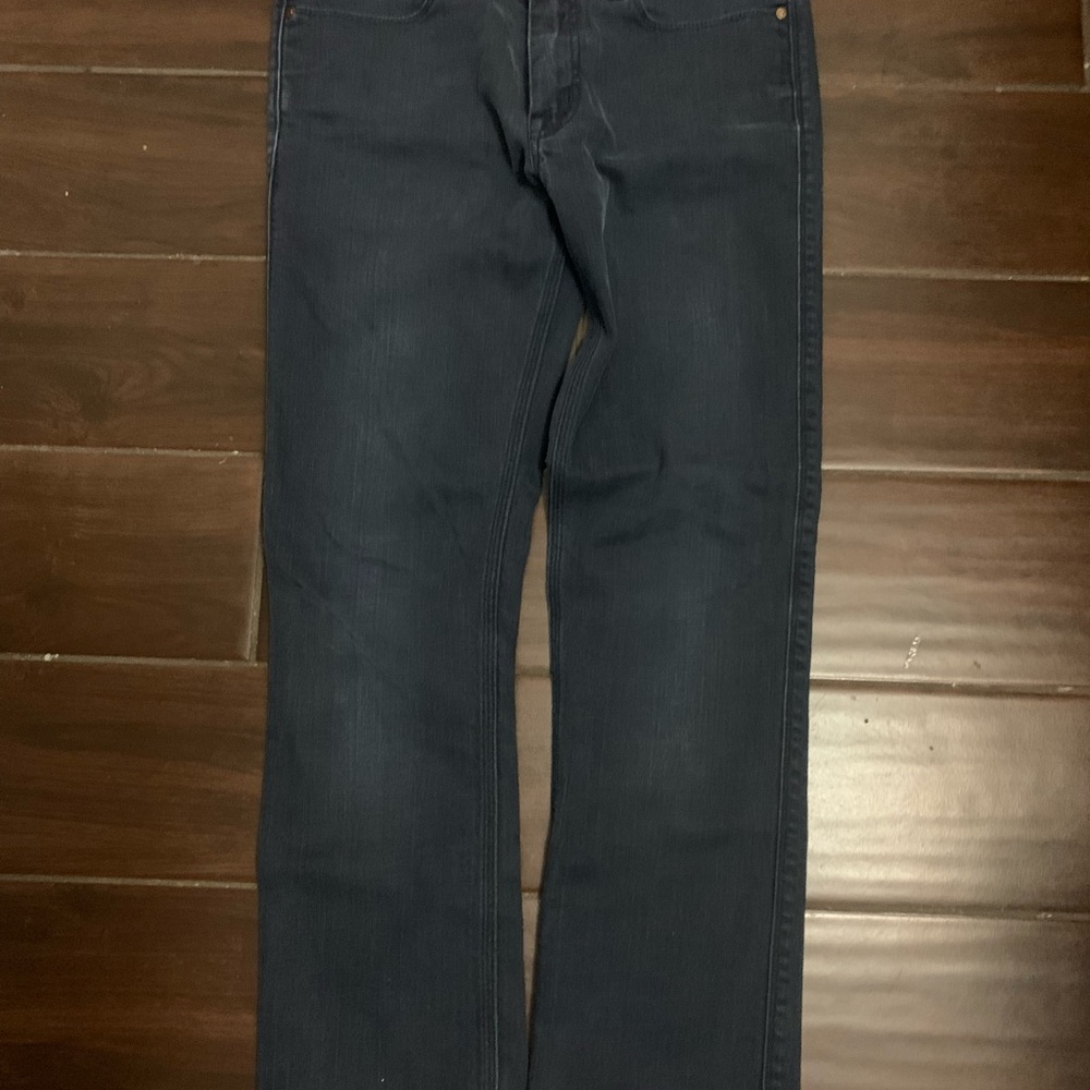 Acne Slim Men’s Jeans in Navy with Leather Waist Patch - Picture 3 of 8